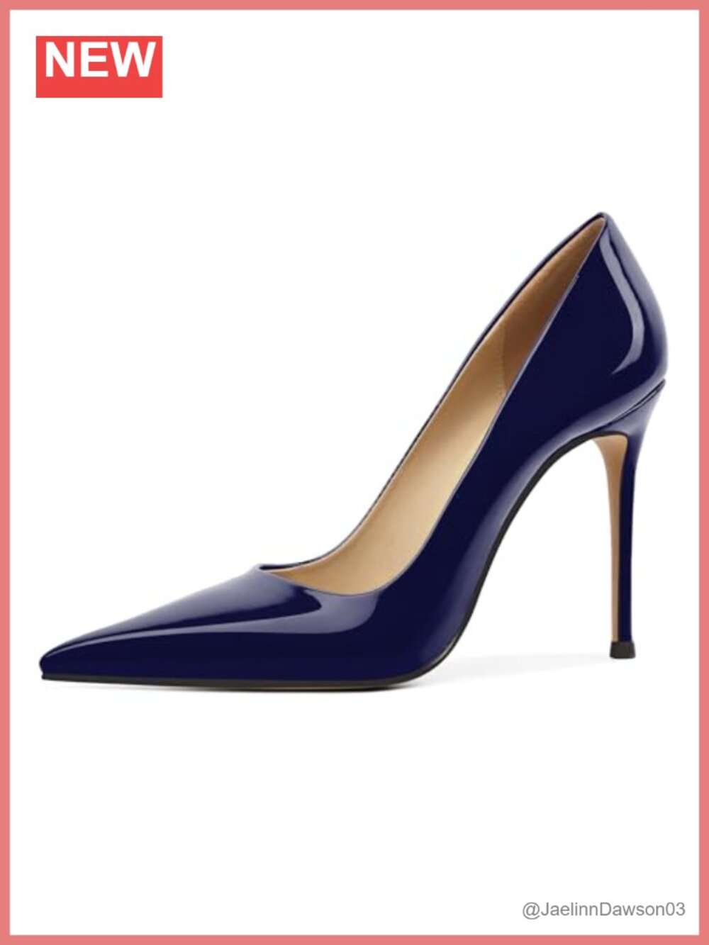 Women's Pointed Toe Stiletto Heels - Faux Leather Slip On Pumps 4 Inch High